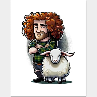 Funny Stereotype Humor Scotsman And A Sheep Posters and Art